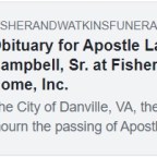 Apostle Lawrence G. Campbell, Sr. of Danville, Virginia | 1930 – 2023 | Obituary