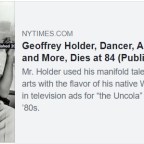 Geoffrey Holder, Dancer, Actor, Painter and More, Dies at 84