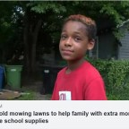 12-year-old mowing lawns to help family with extra money, purchase school supplies